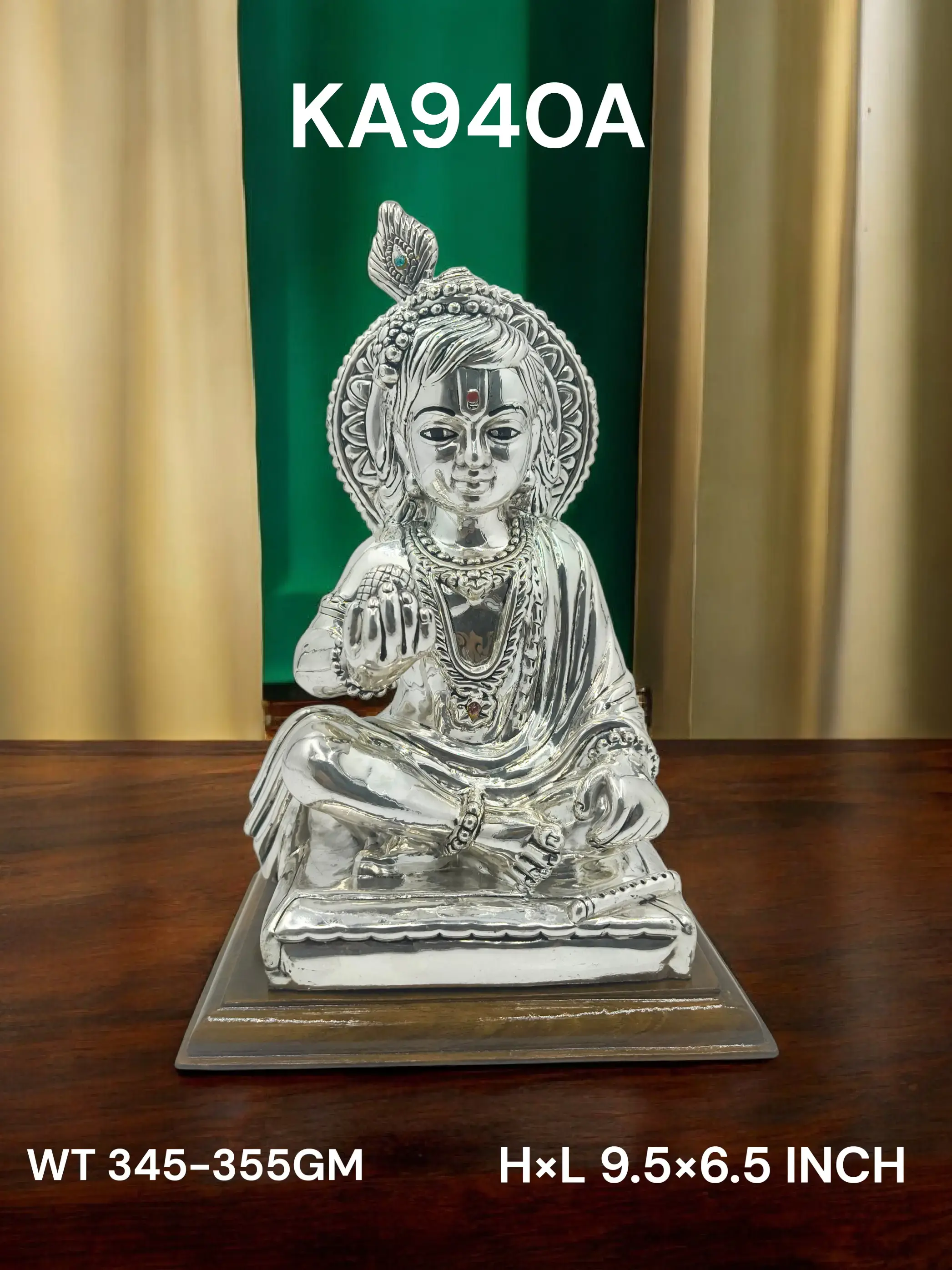 999 Silver Big Laddu Gopal With Silver Base