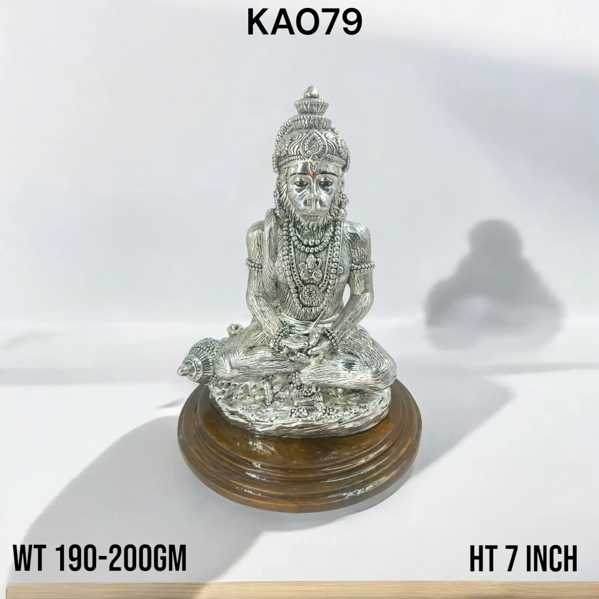 999 Silver Hanumanji With Silver Base