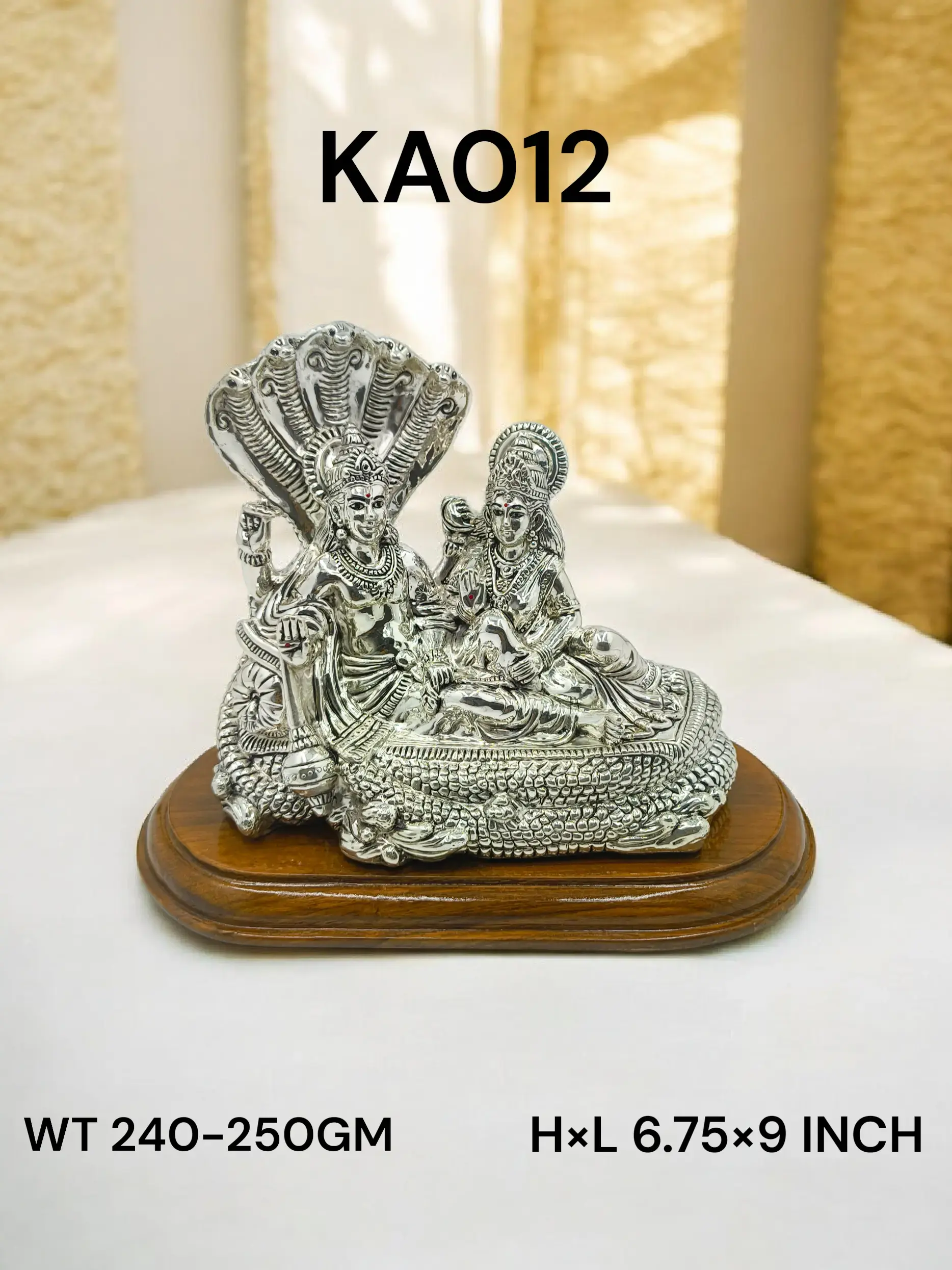 999 Silver Big Size Lord Vishnu Lakshmi Sitting on Seshnag
