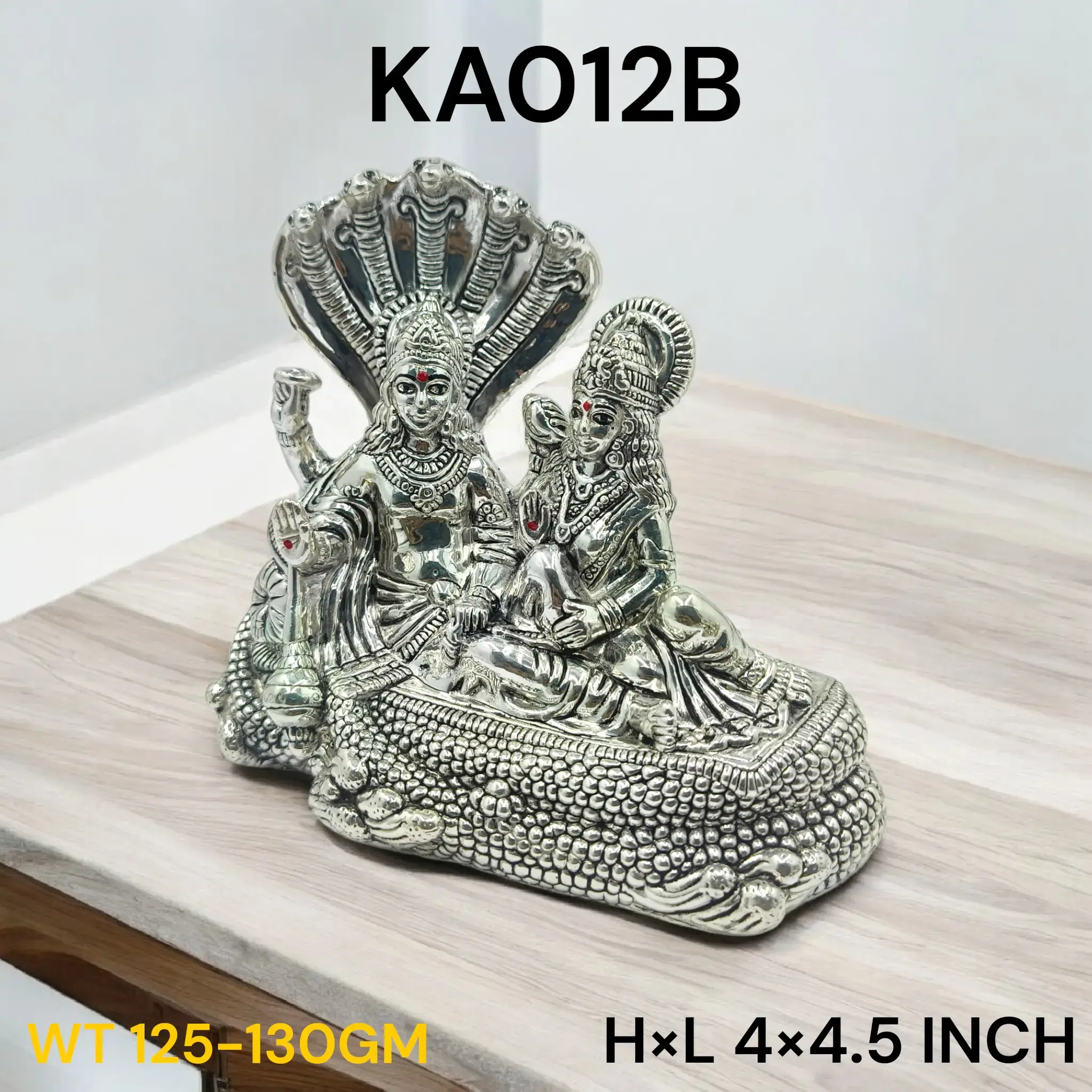 999 Silver Vishnu Lakshmi Sitting on Seshnag