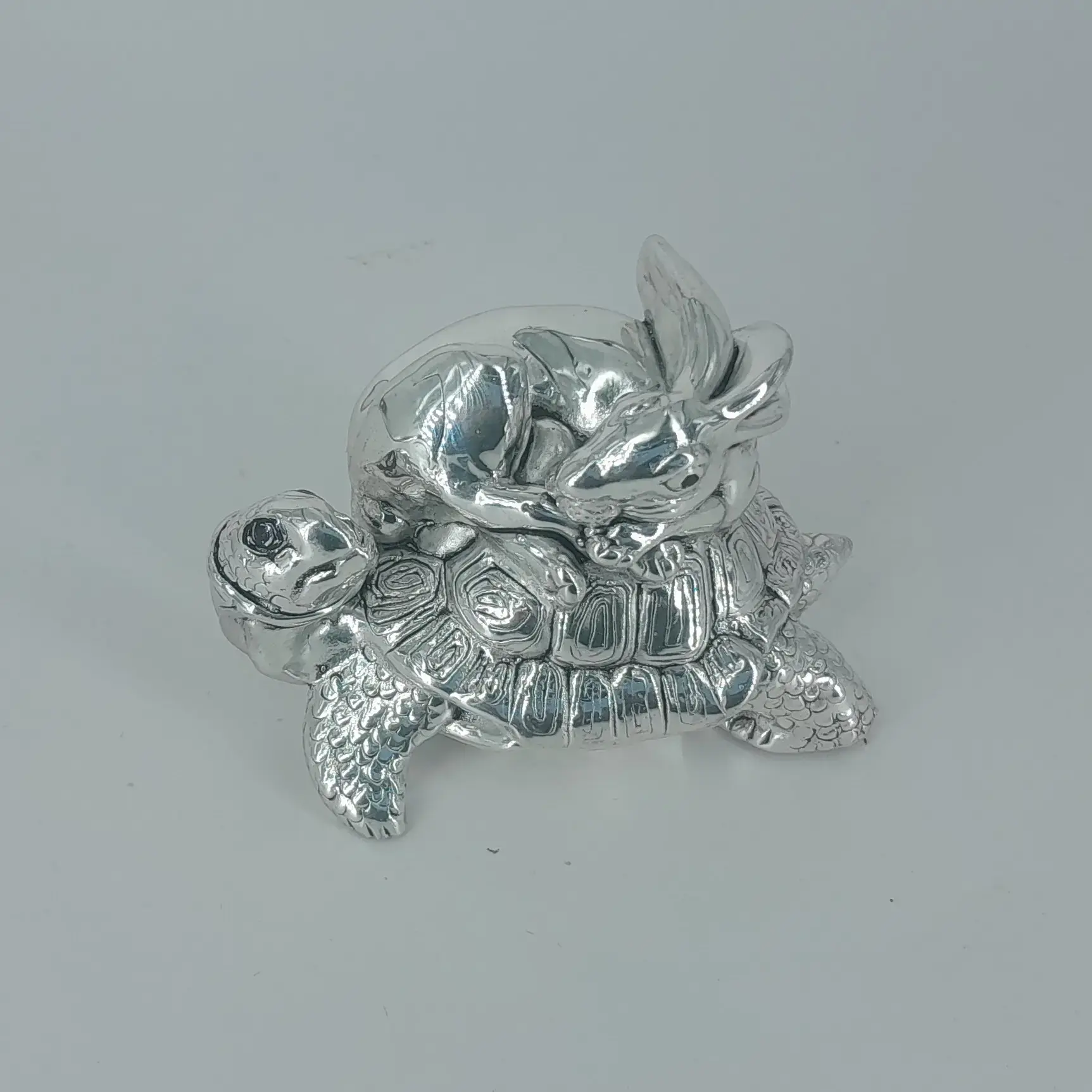 999 Silver Tortoise With Rabbit