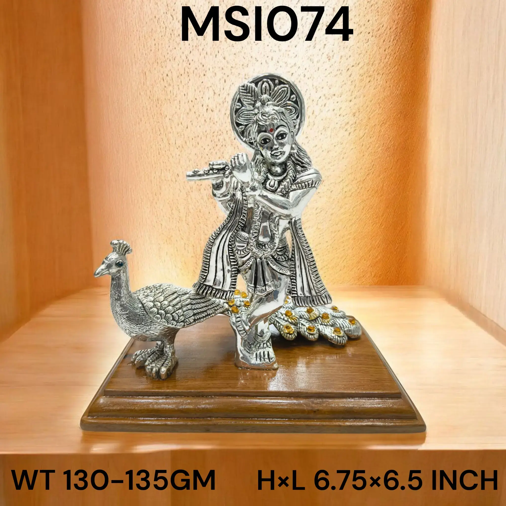 999 Silver Krishna With Peacock