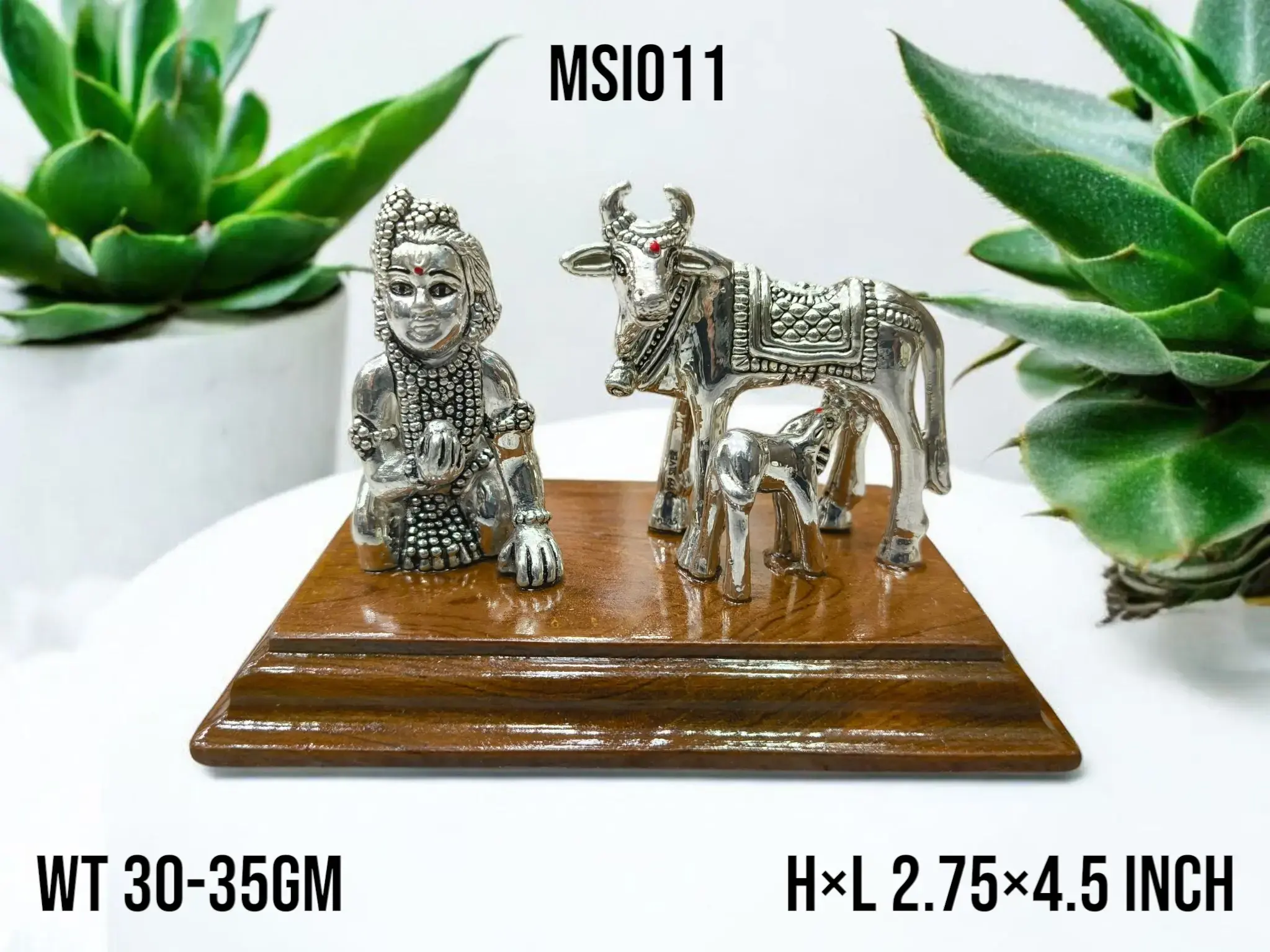999 Silver Laddu Gopal With Cow