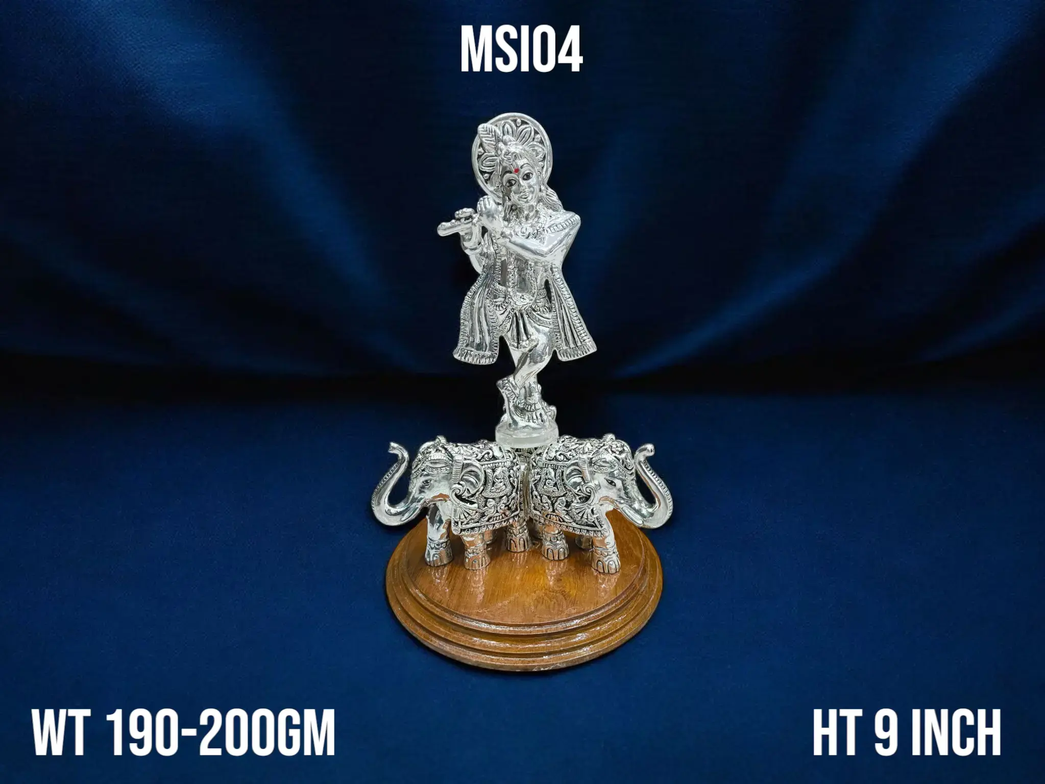999 Silver Krishna On Elephant