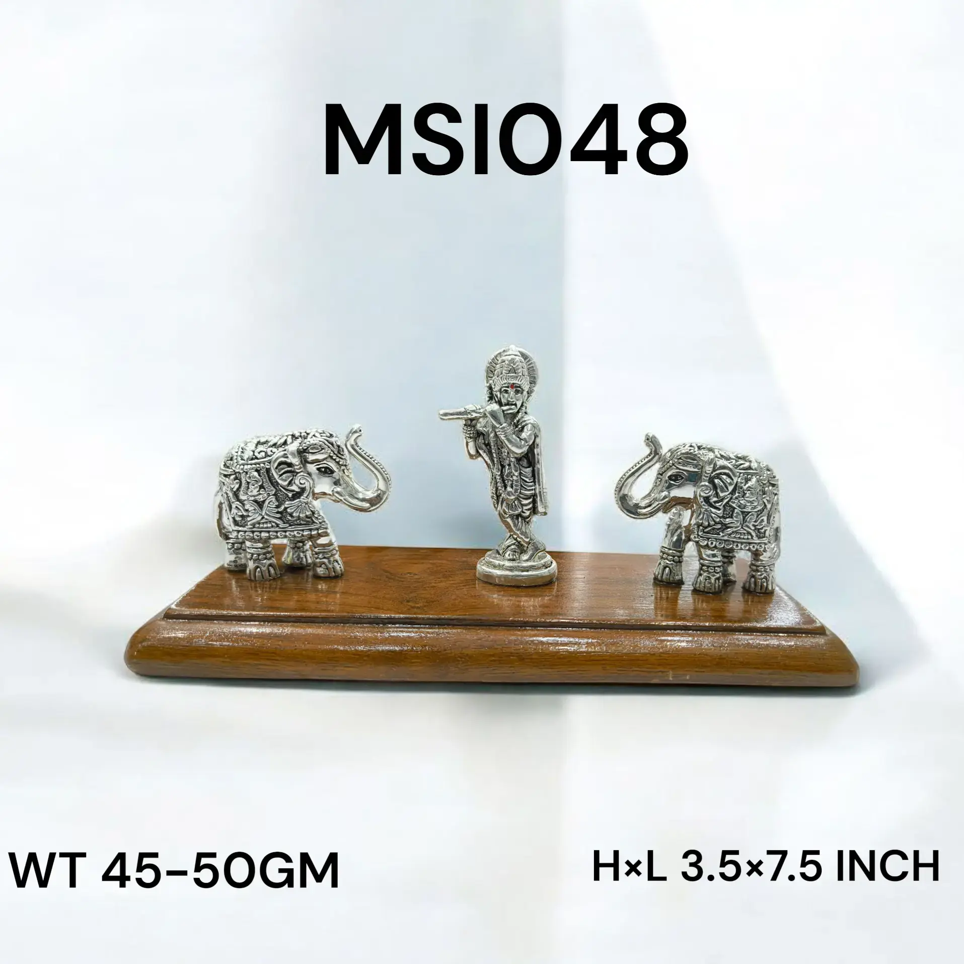 999 Silver Krishna With Elelphent Both Side