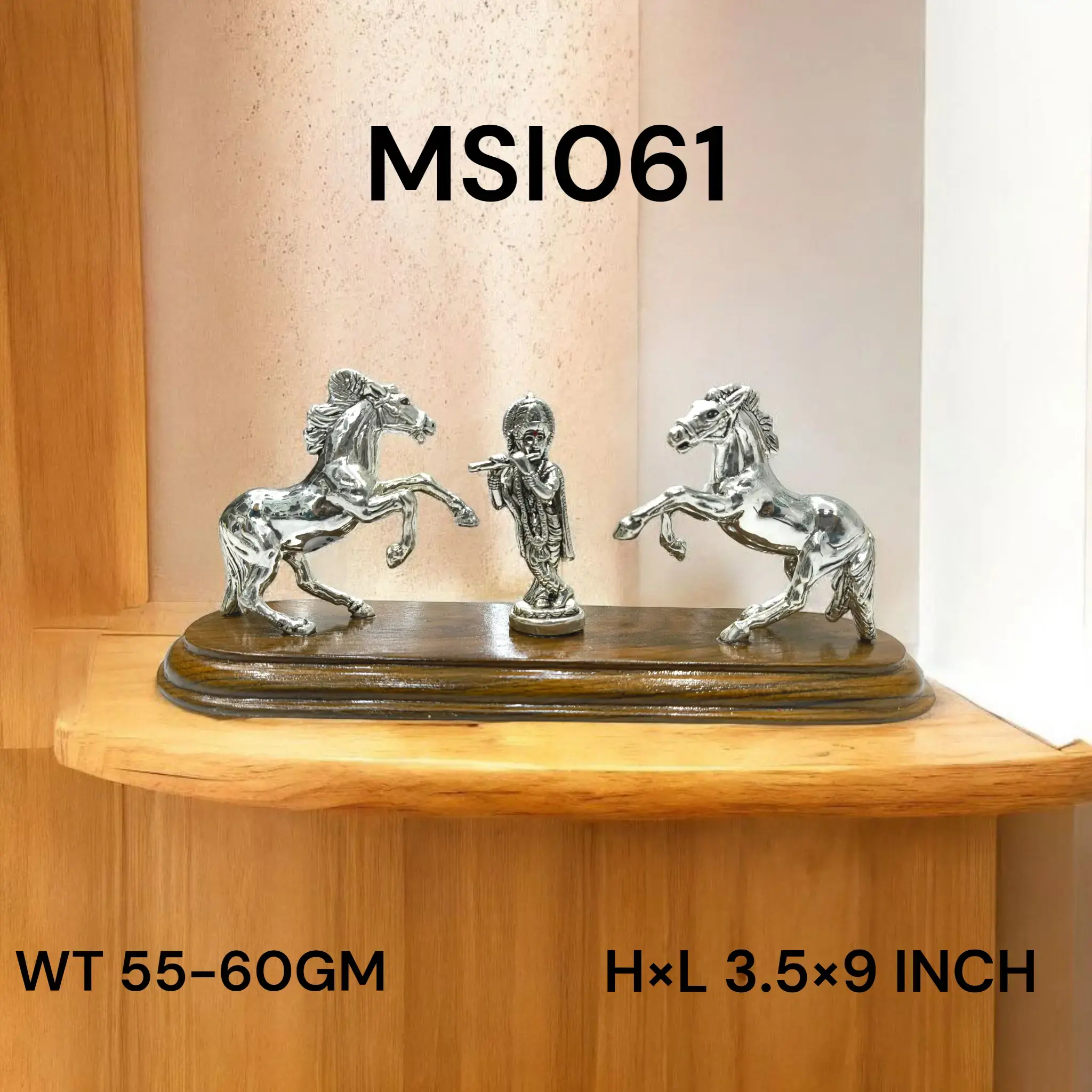 999 Silver Krishna With Horse Both Side