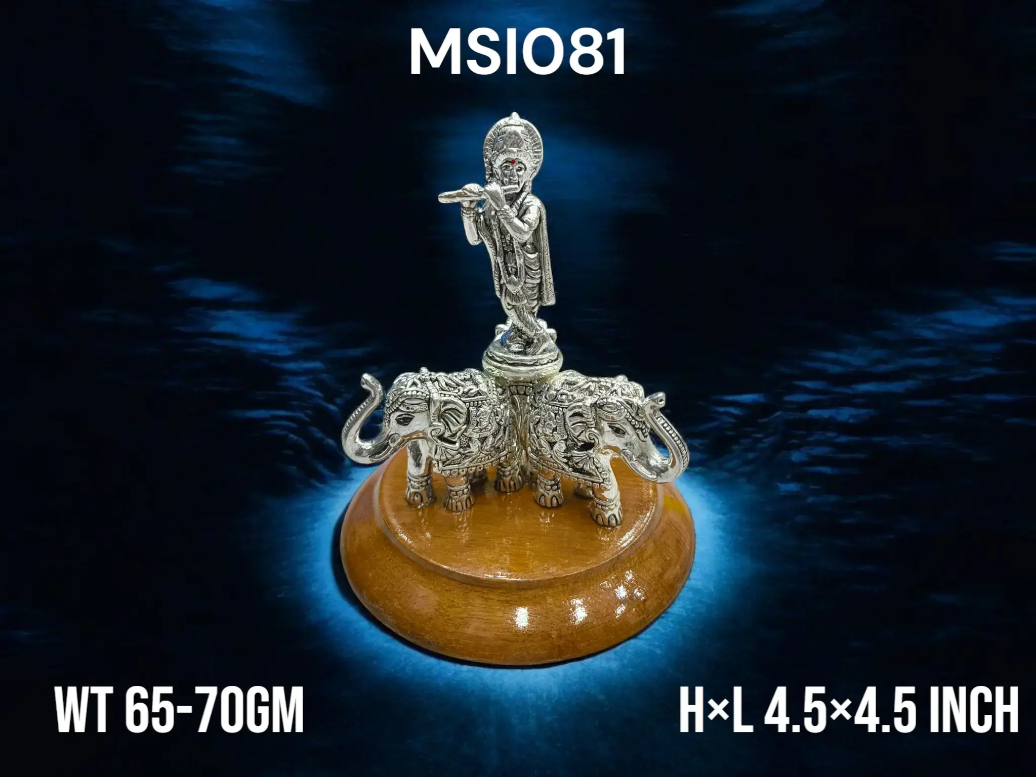 999 Silver Krishna On Elephants