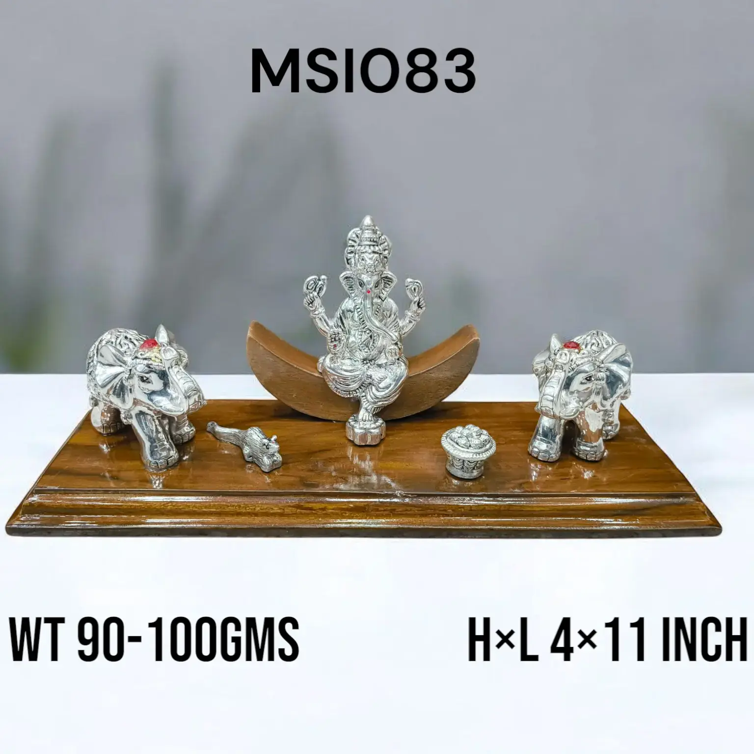 999 Silver Ganesh With Elephants