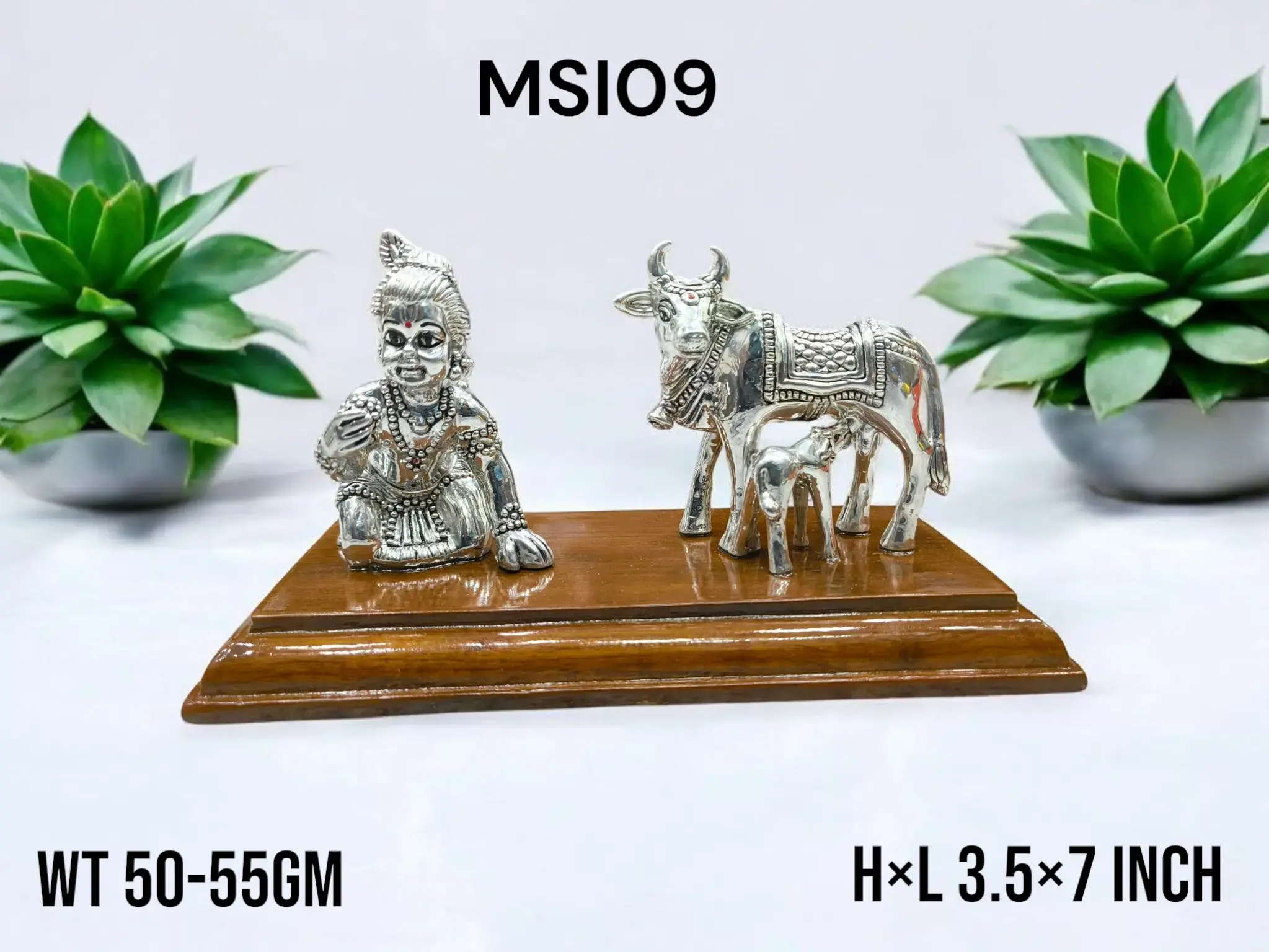 999 Silver Laddu Gopal With Cow