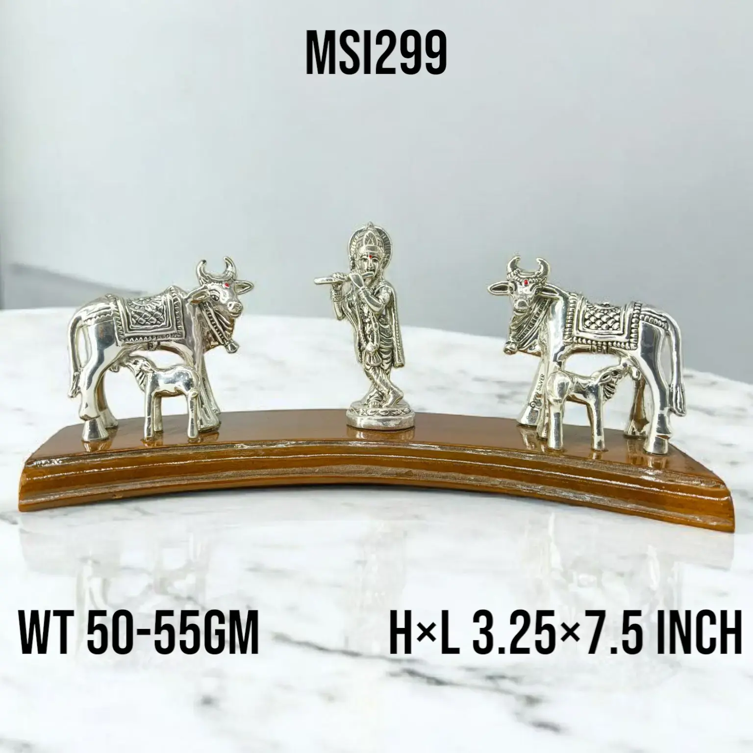 999 Silver Krishna With Cow Set