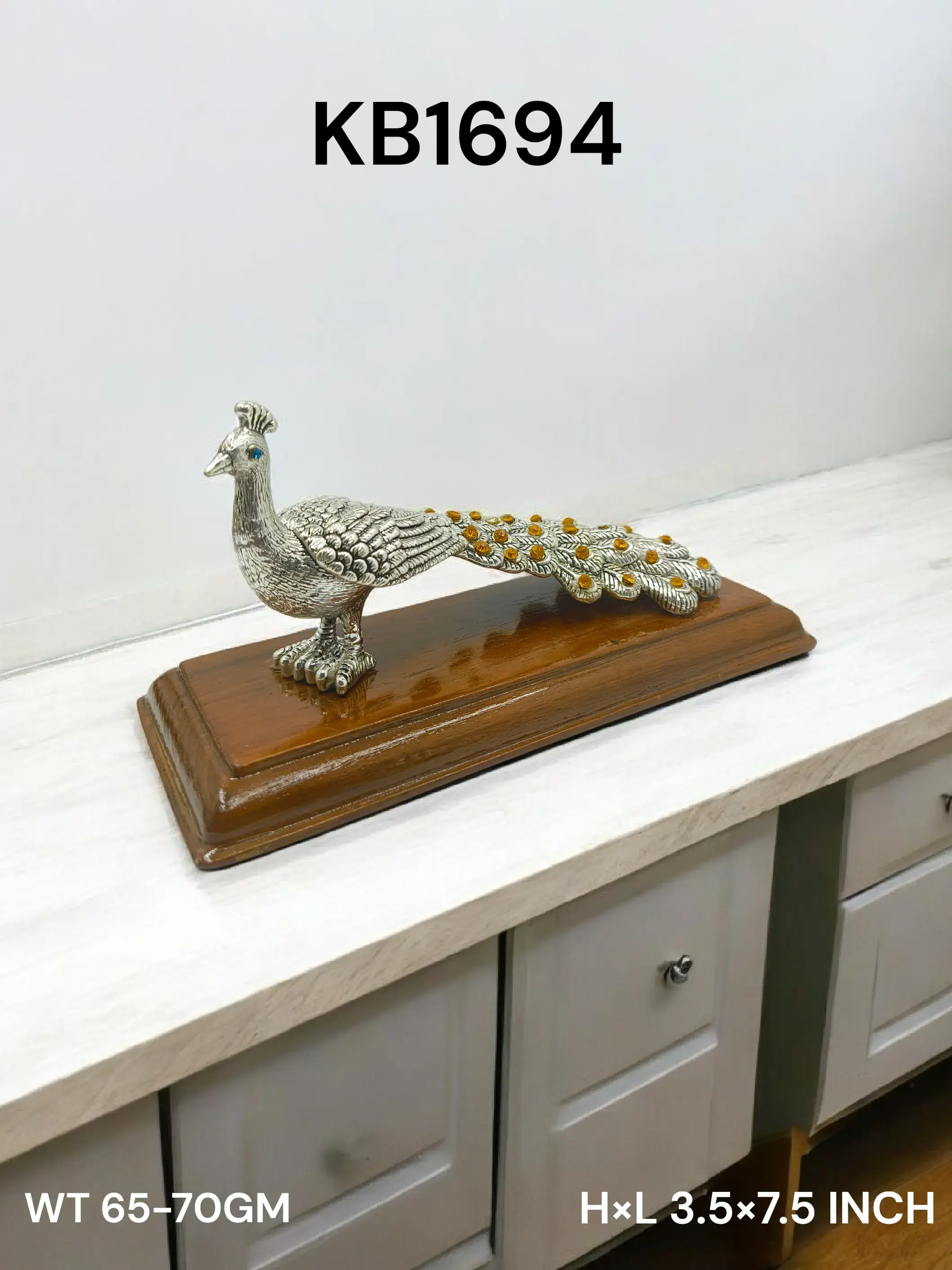 999 Silver Peacock Sculpture