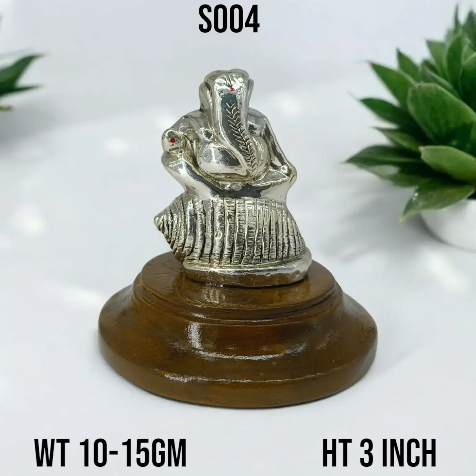 999 Silver Ganesh On Shankh