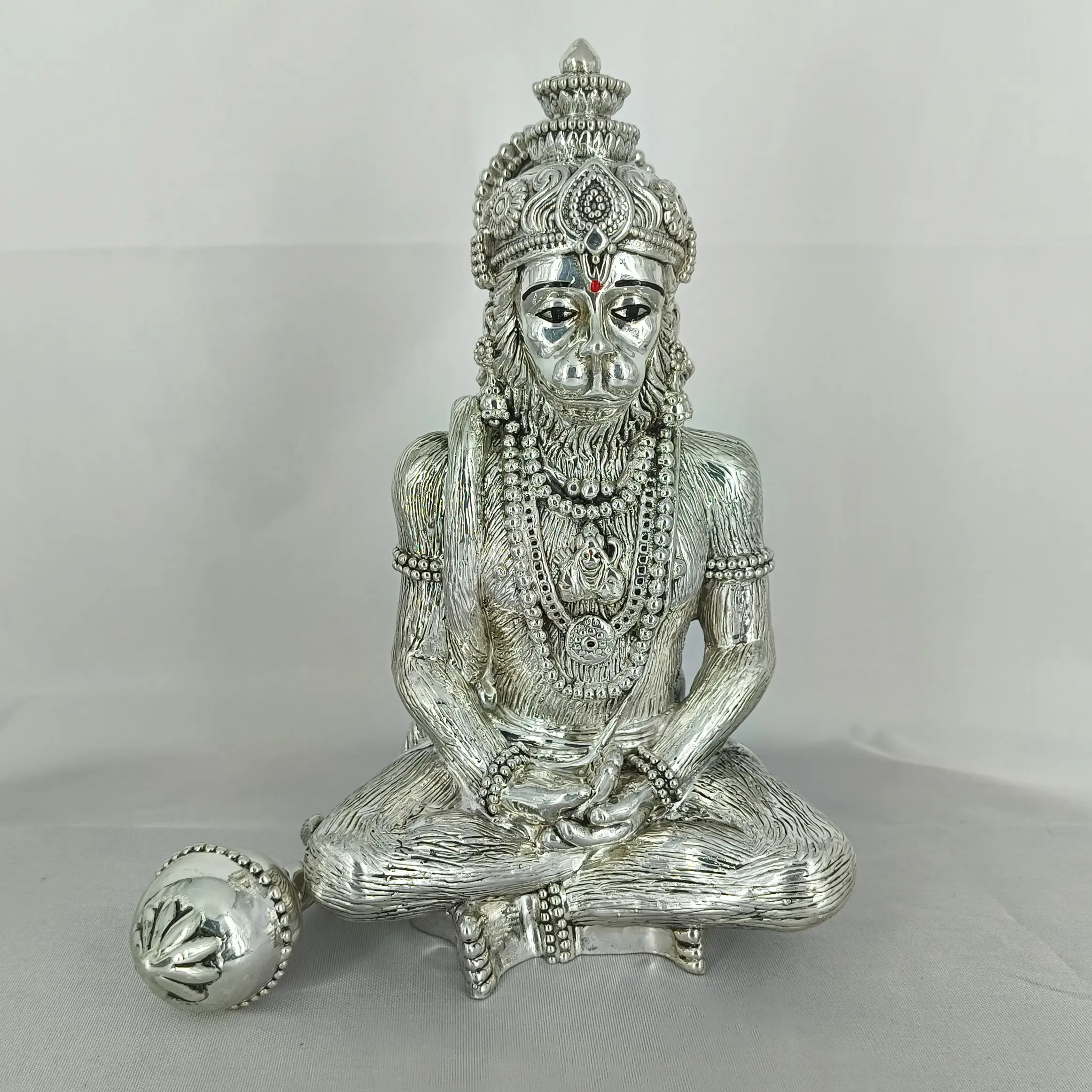 999 Silver Hanumanji With Stone Base