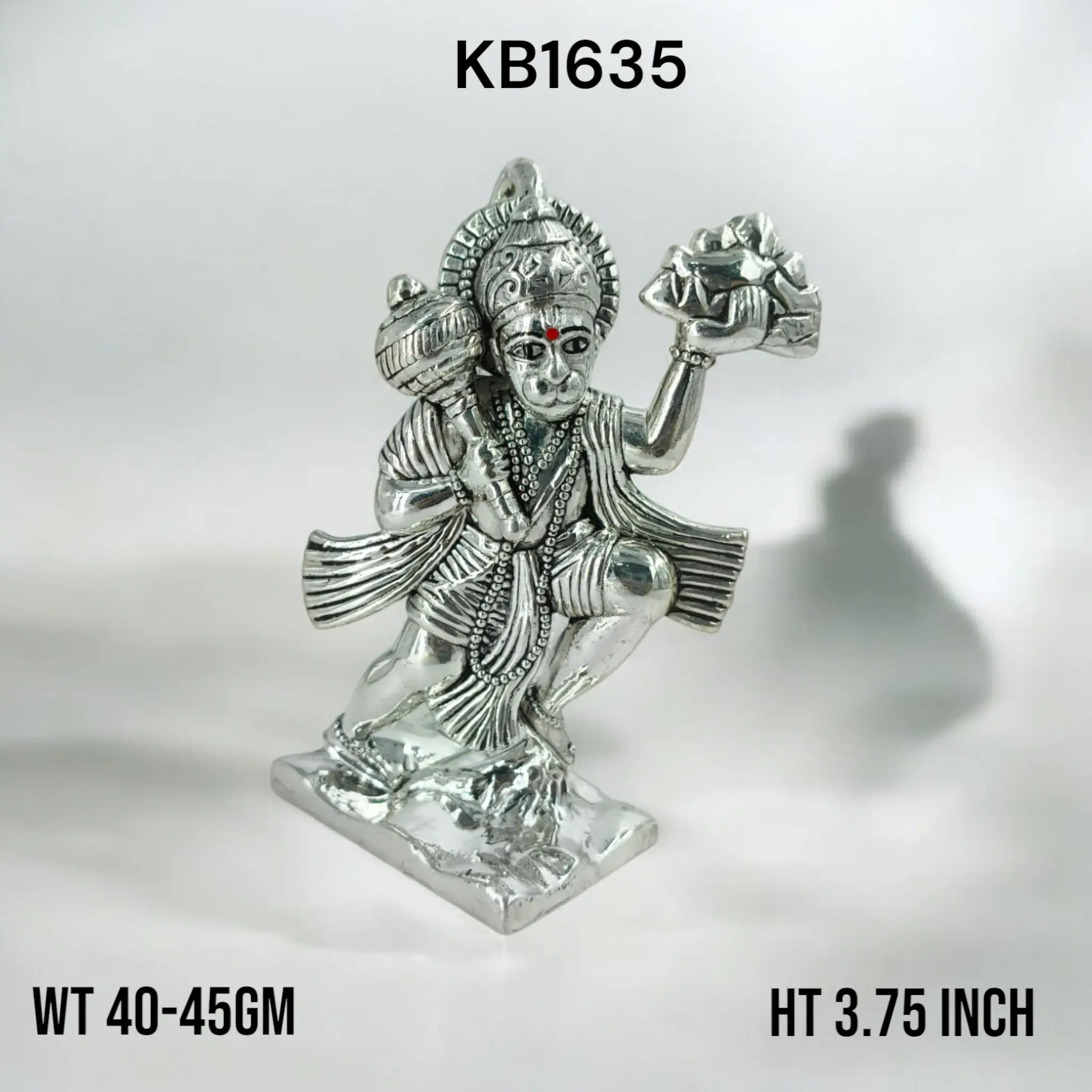 999 Silver Hanuman Flying With Rock