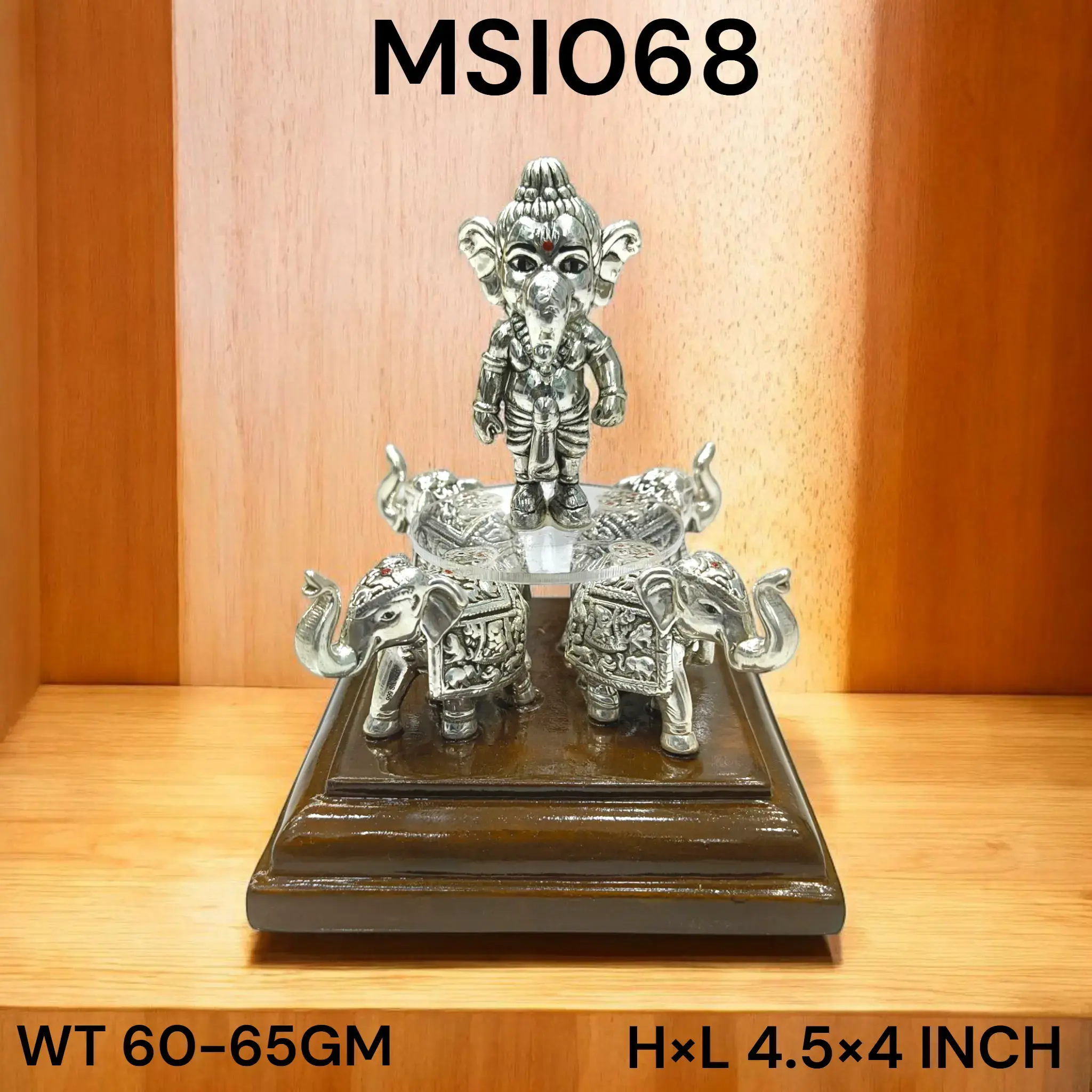 999 Silver Ganesha standing on elephant