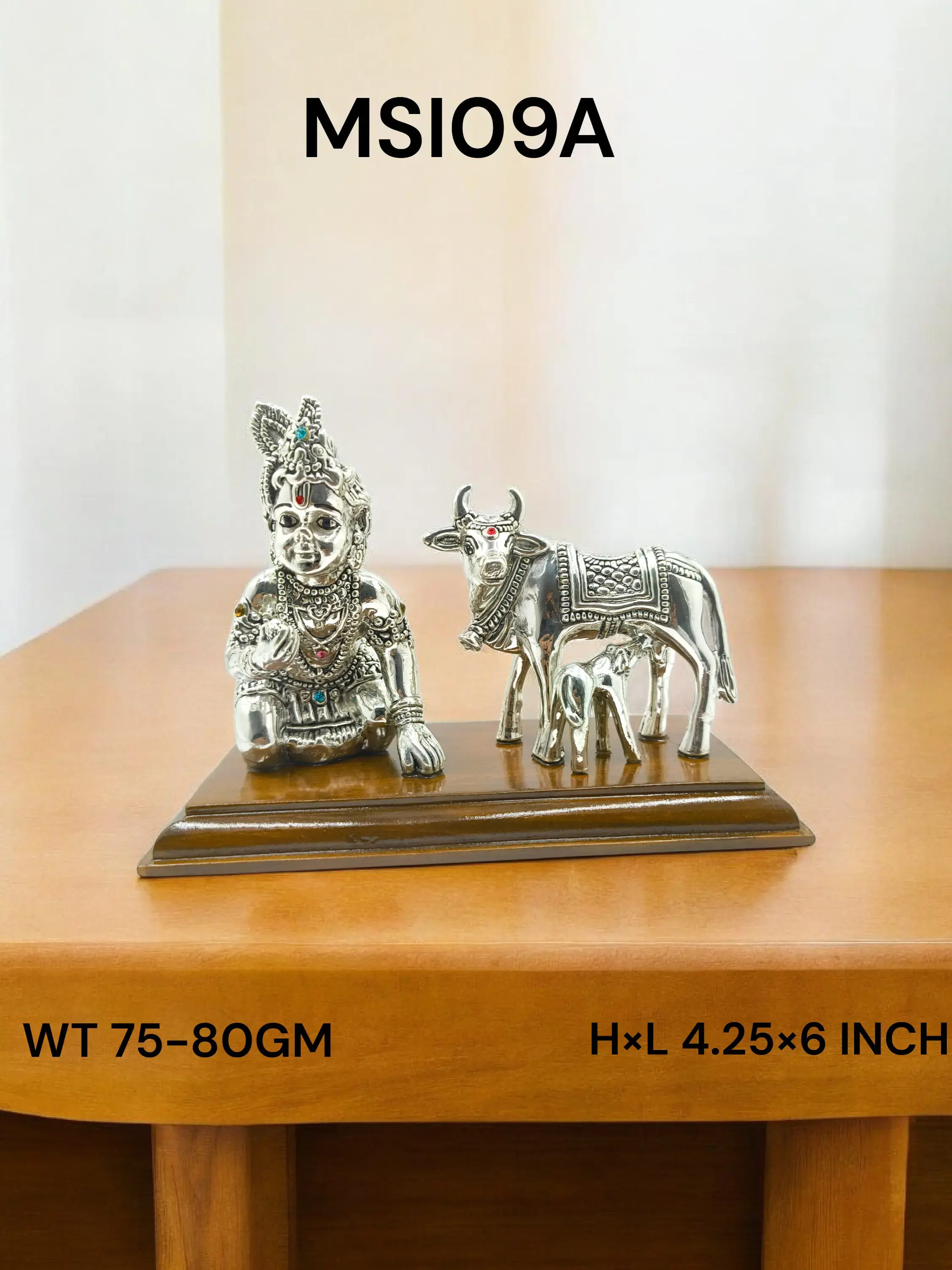 999 Silver Laddu Gopal With Cow
