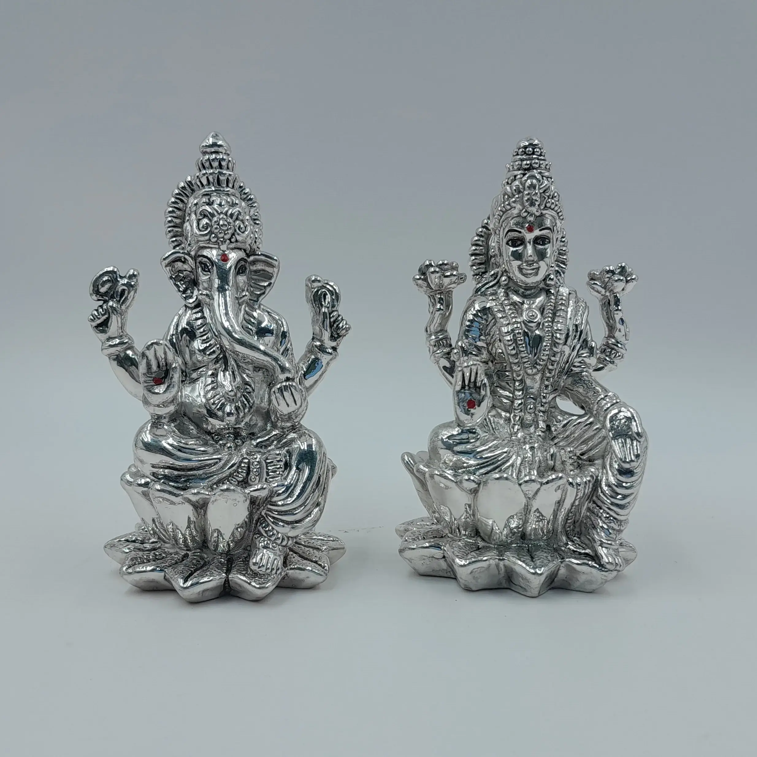 999 Silver Lotus Laxmi Ganesh