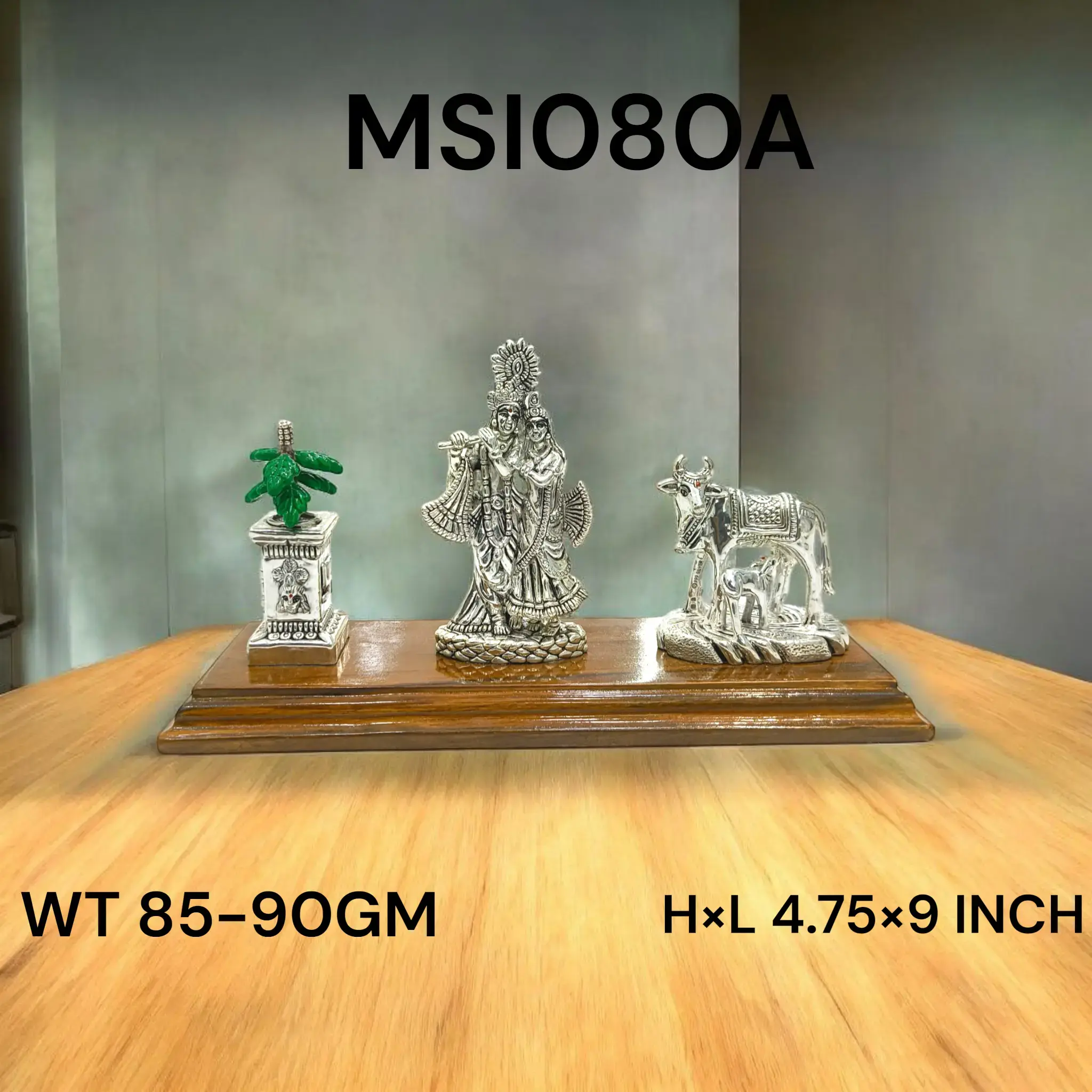 999 Silver Radhakrishna With Cow & Tulsi