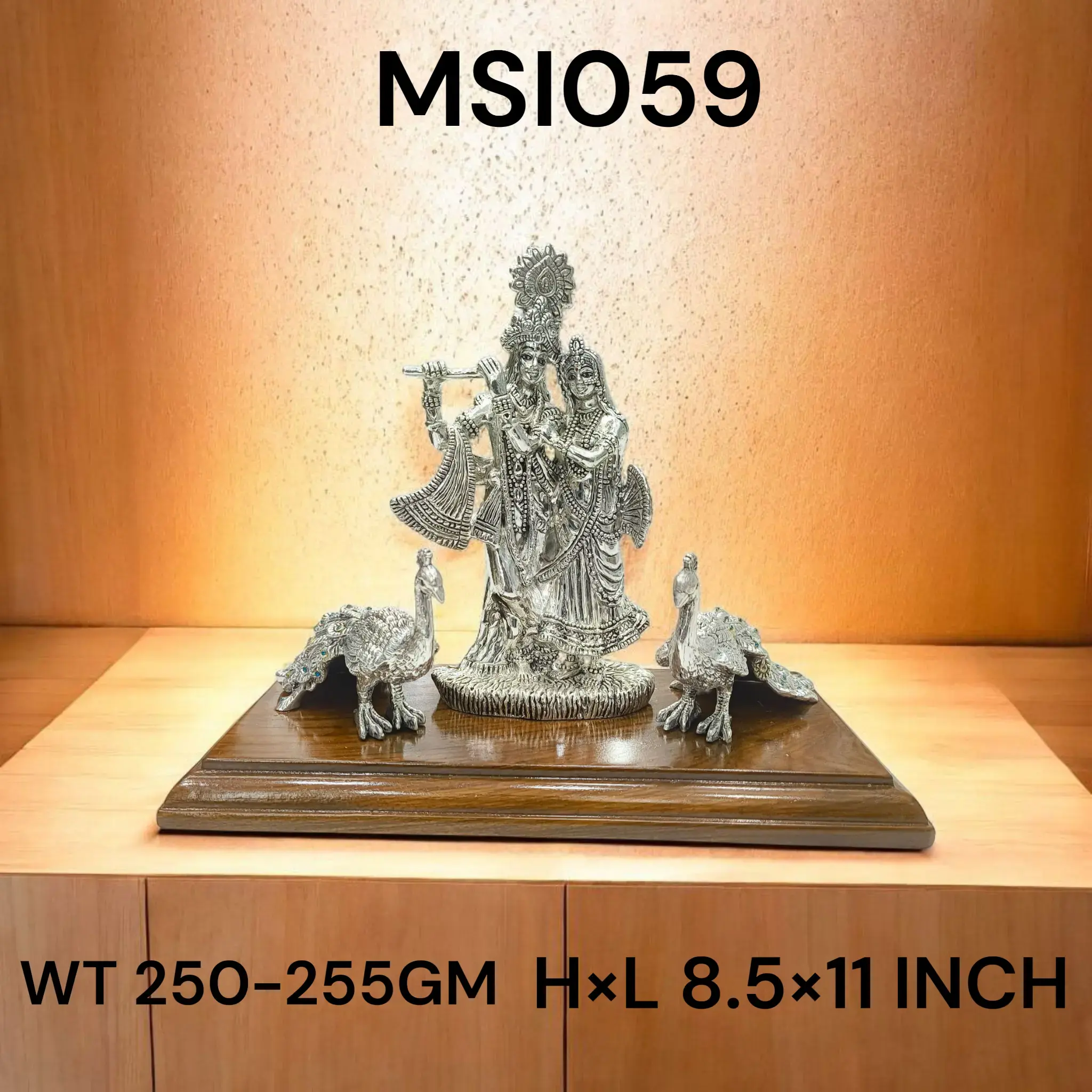 999 Silver Radhakrishna With Peacock Both Side