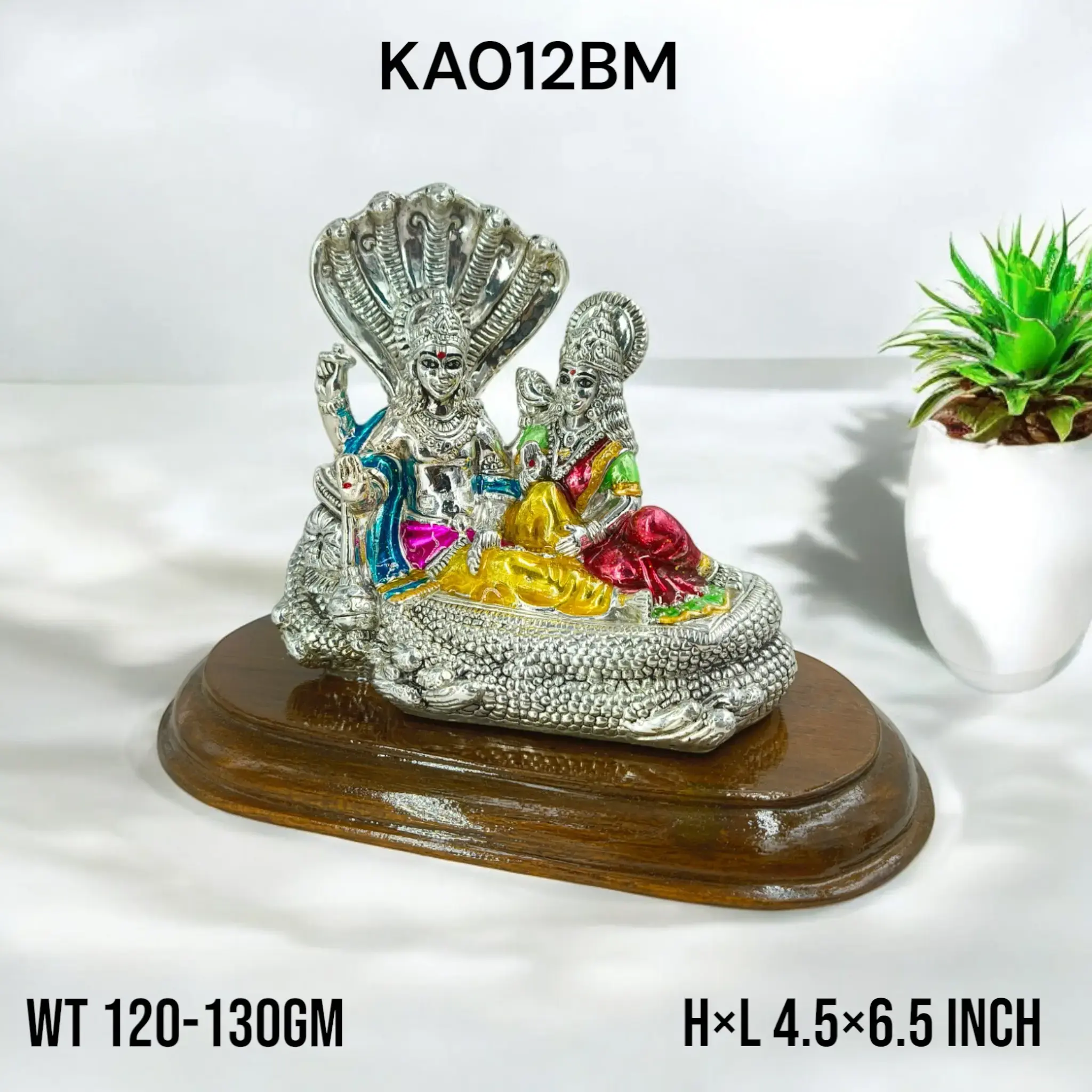 999 Silver Vishnu Lakshmi Sitting on Seshnag